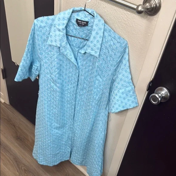 Kate Spade Blue Casual Button Down Dress with Geometric Pattern - Picture 2 of 7